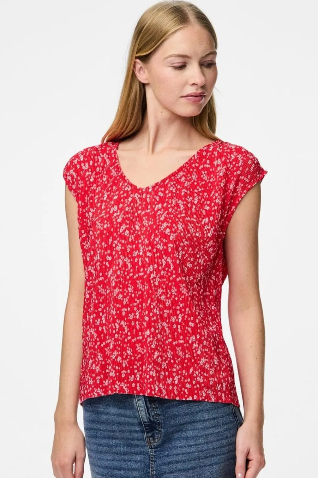 New Pcflora Ss V-Neck Top T-Shirts & Toppe