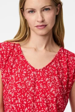 New Pcflora Ss V-Neck Top T-Shirts & Toppe