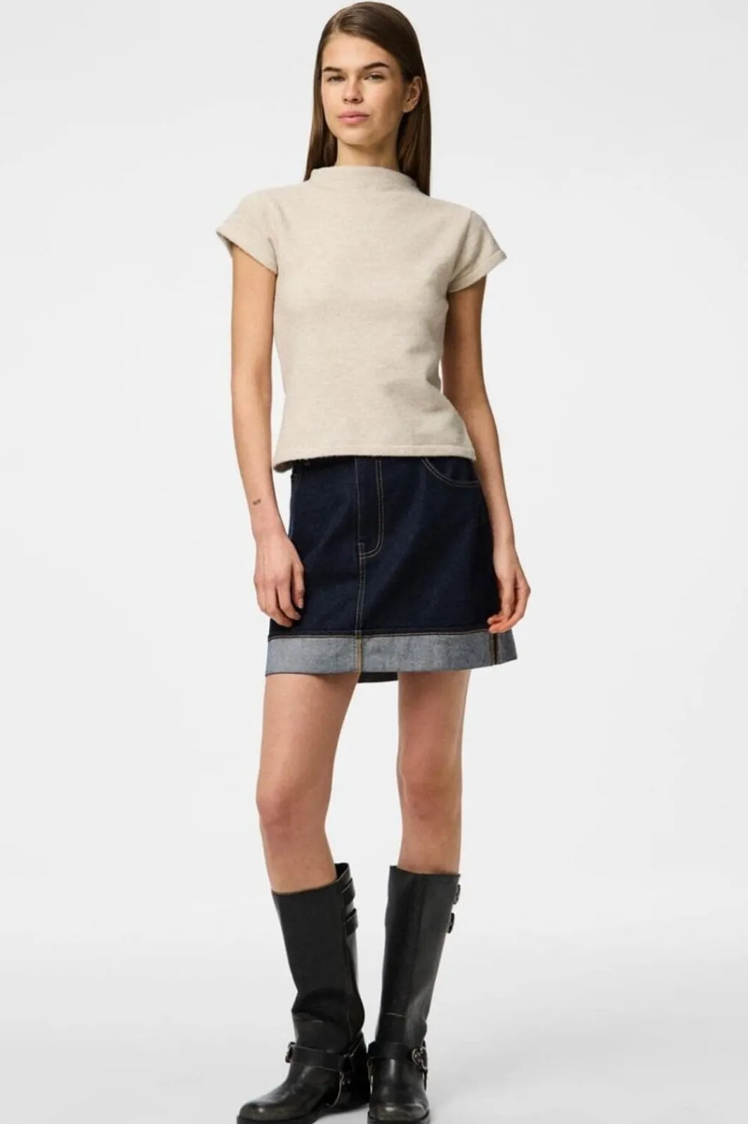 Hot Pcfranna Short Denim Skirt Fsy Nederdele
