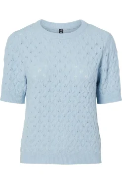 Pclelou Ss O-Neck Knit Strik|Bluser & Skjorter