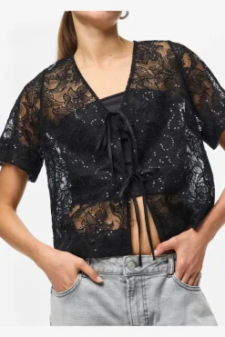 Pieces Sæt 🛍️|T-Shirts & Toppe<Pclouise 2/4 V-Neck Tie Top
