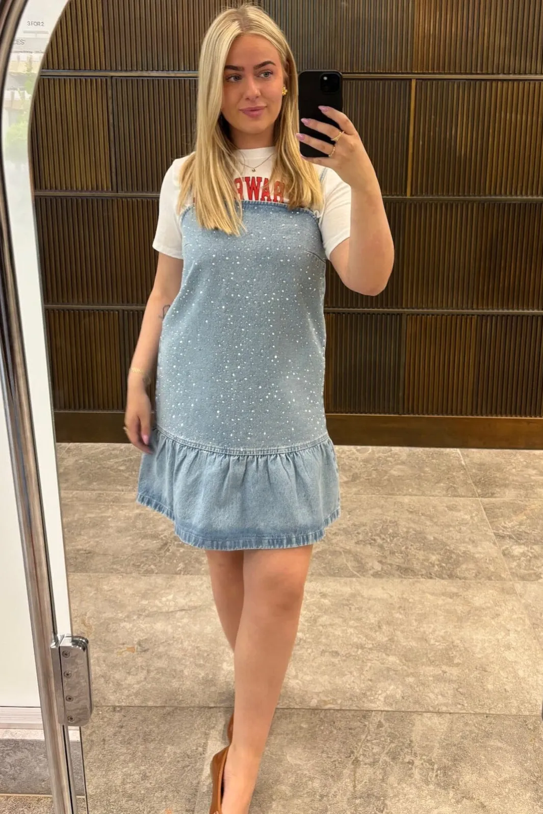 Clearance Pcnoel Short Slip Denim Dress Fsy Kjoler