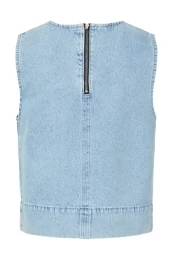 Pcnoel Sl O-Neck Denim Top Fsy Sæt 🛍️|T-Shirts & Toppe