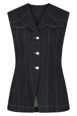 Pieces Veste<Pcnua Sl Fitted Denim Vest Fsy
