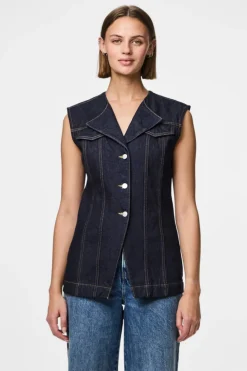 Pieces Veste<Pcnua Sl Fitted Denim Vest Fsy