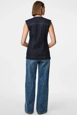 Pieces Veste<Pcnua Sl Fitted Denim Vest Fsy