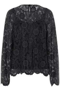 Pieces T-Shirts & Toppe<Pcolline Ls Lace O-Neck Top