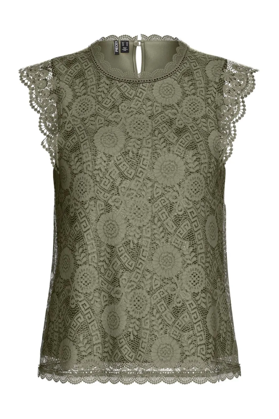 Pieces T-Shirts & Toppe<Pcolline Sl Lace Top 17120454