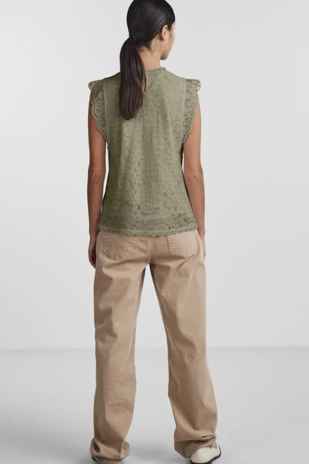 Pieces T-Shirts & Toppe<Pcolline Sl Lace Top 17120454