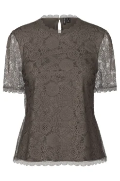 Pieces T-Shirts & Toppe<Pcolline Ss Lace Top