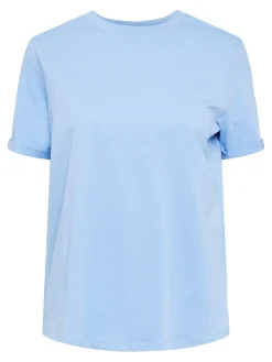 Pieces T-Shirts & Toppe<Pcria Ss Fold Up Solid Tee
