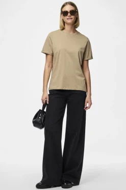 Pieces T-Shirts & Toppe<Pcria Ss Fold Up Solid Tee
