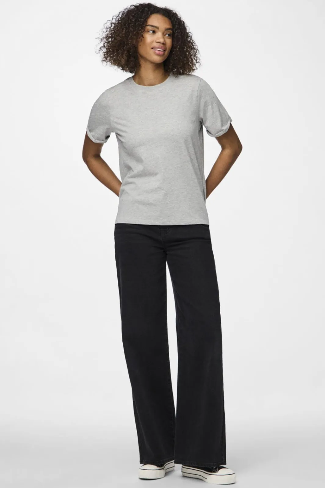 Pcria Ss Fold Up Solid Tee T-Shirts & Toppe