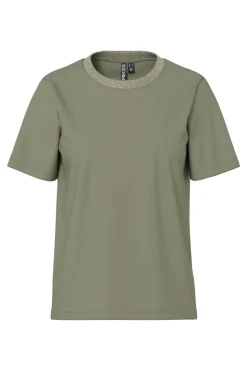 Pieces T-Shirts & Toppe<Pcria Ss Lurex Neck Tee
