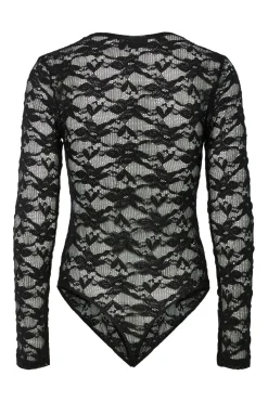 Clearance Pcrillo Flower Lace Ls Bodystocking Nattøj & Lingeri|Bluser & Skjorter