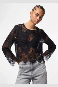 Pieces Bluser & Skjorter<Pcrinne Ls Lace Top Kca