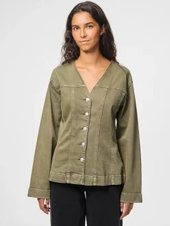Sale Pcsilke Ls Col Denim Shirt Bluser & Skjorter|Ammevenligt Tøj