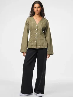 Sale Pcsilke Ls Col Denim Shirt Bluser & Skjorter|Ammevenligt Tøj