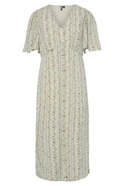 Online Pctaitlyn Ss V-Neck Midi Dress Kjoler