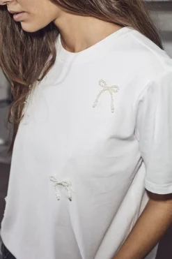 Outlet Pearl Bow Tee HL10027 T-Shirts & Toppe