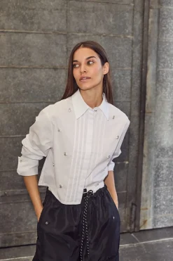 Pearl Crop Shirt HL10334 Bluser & Skjorter|Ammevenligt Tøj