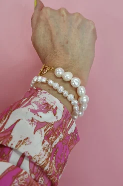 Sale Perlearmbånd m. Forgyldt Perle Armbånd