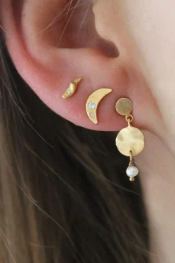 Stine A Øreringe<Petit Bella Moon Earring Goldenen