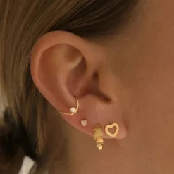 Petit Open Love Heart Earring Goldenen Øreringe