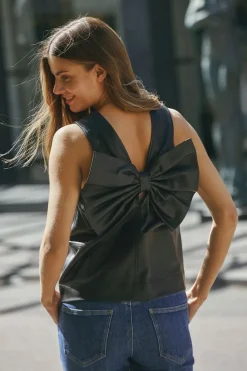 Co´Couture Bluser & Skjorter<Phoebecc Leather Bow V-Top 35884