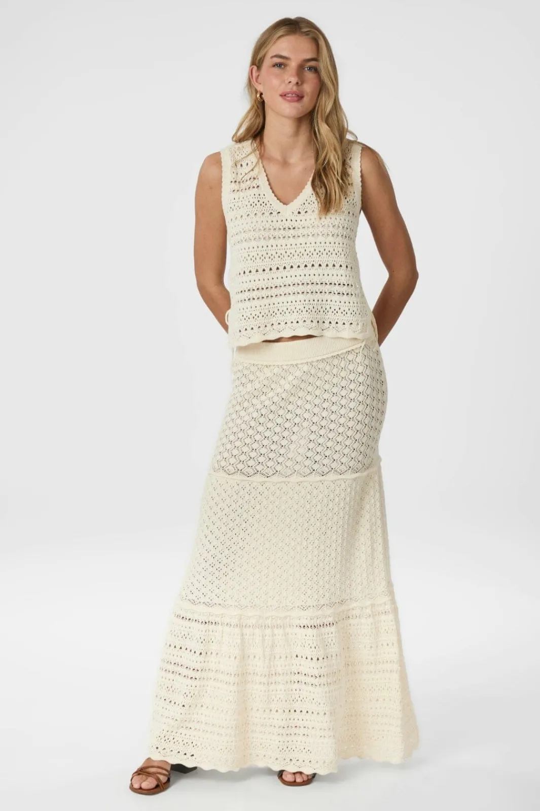 Hot Pillina Crochet Knit Skirt 165220 Nederdele