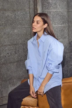 Haute L'Amitié Bluser & Skjorter|Ammevenligt Tøj<Pocket Stripe Shirt HL10259