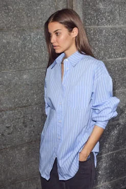 Haute L'Amitié Bluser & Skjorter|Ammevenligt Tøj<Pocket Stripe Shirt HL10259