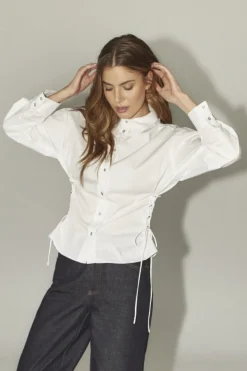 New Poppycc Eyelet Tie Shirt 35180 Bluser & Skjorter|Ammevenligt Tøj
