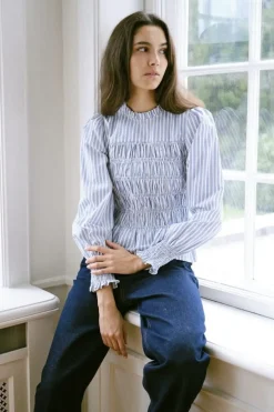 Neo Noir Bluser & Skjorter<Possa Stripe Smock Blouse 164667