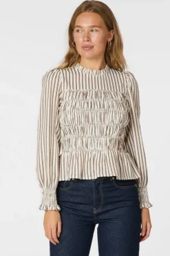 Clearance Possa Twin Stripe Smock Blouse 165011 Bluser & Skjorter