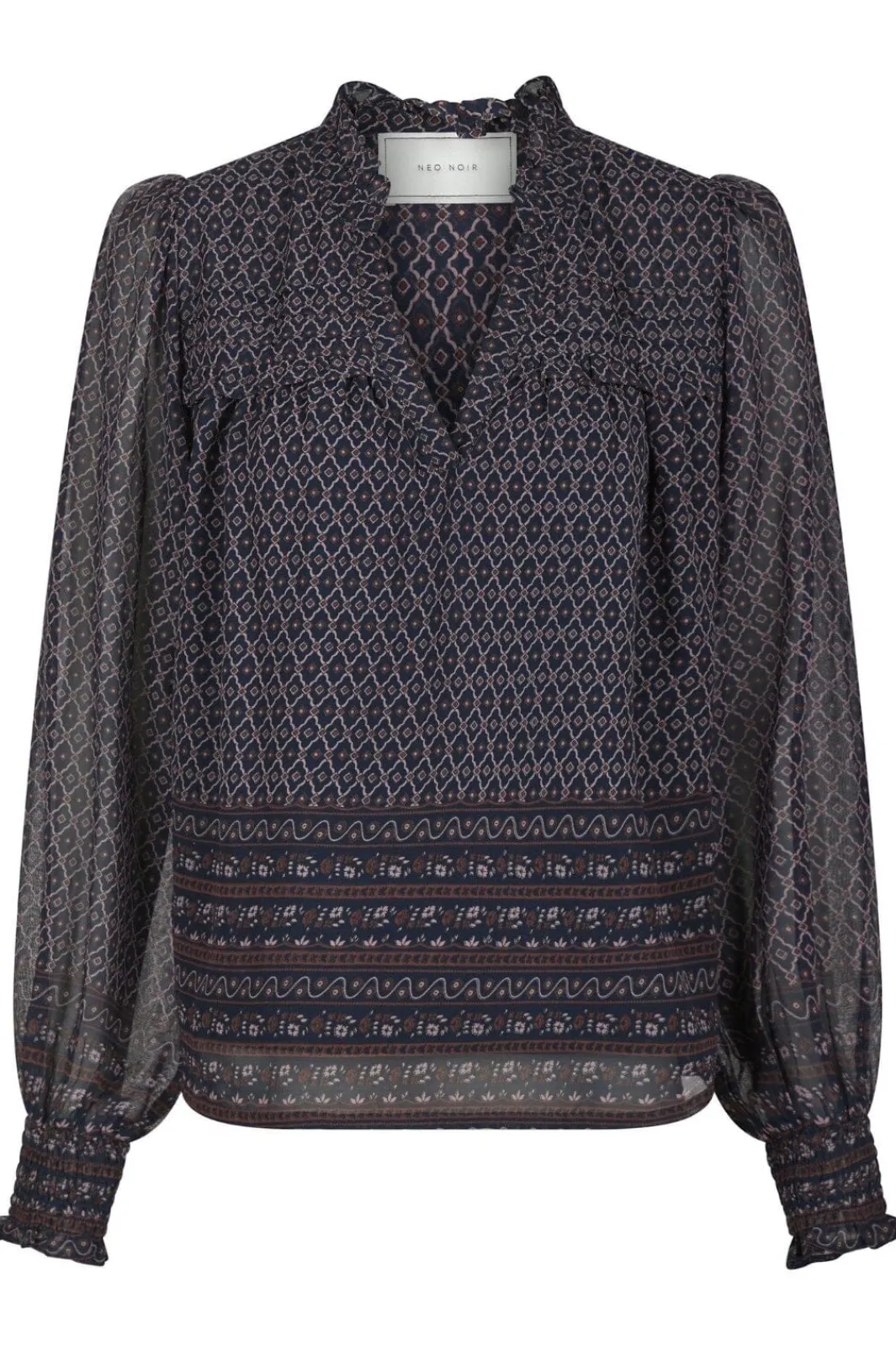 Hot Rhia Border Pattern Blouse 163994 Bluser & Skjorter