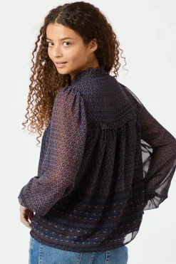 Hot Rhia Border Pattern Blouse 163994 Bluser & Skjorter
