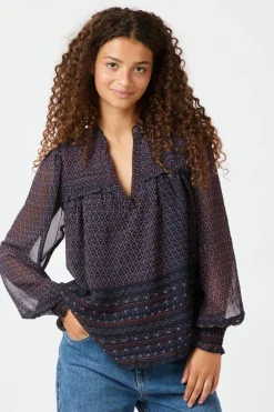 Hot Rhia Border Pattern Blouse 163994 Bluser & Skjorter