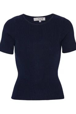 Rib Knit Short Sleeve Top Bluser & Skjorter|Strik