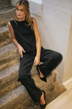 Neo Noir T-Shirts & Toppe<Rissa Bedazzled Denim Top 164461