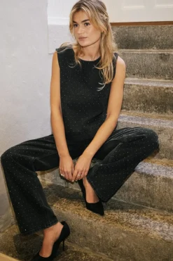 Neo Noir T-Shirts & Toppe<Rissa Bedazzled Denim Top 164461