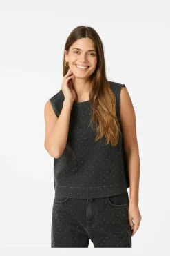 Neo Noir T-Shirts & Toppe<Rissa Bedazzled Denim Top 164461