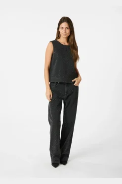 Neo Noir T-Shirts & Toppe<Rissa Bedazzled Denim Top 164461