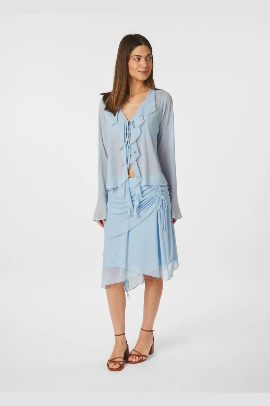 Sale Saffron Asymmetric Mesh Skirt 165642 Sæt 🛍️|Nederdele