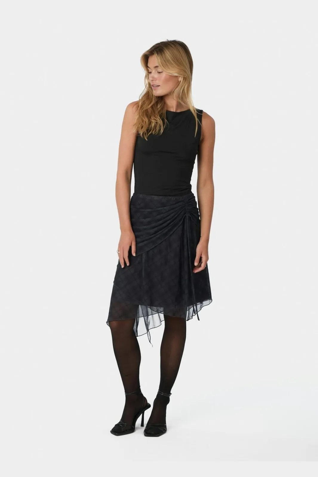 Online Saffron Check Mesh Skirt 167206 Sæt 🛍️|Nederdele