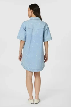 Clearance Saras Denim Emb Dress 166045 Kjoler