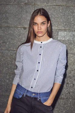Haute L'Amitié Bluser & Skjorter|Ammevenligt Tøj<Stripe Cuff Logo Shirt HL10301