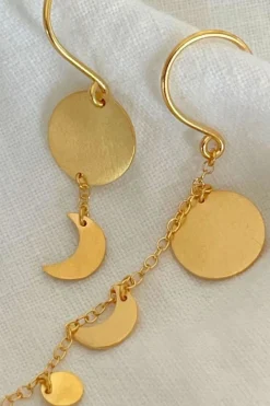 Stine A Øreringe<Sun And Moon Earring With Chain