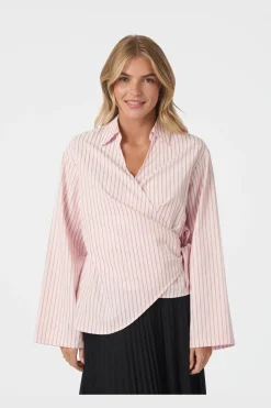 Outlet Tifuna Stripe Wrap Shirt 167535 Bluser & Skjorter
