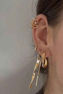 Stine A Øreringe<Twisted Hammered Creol Earring